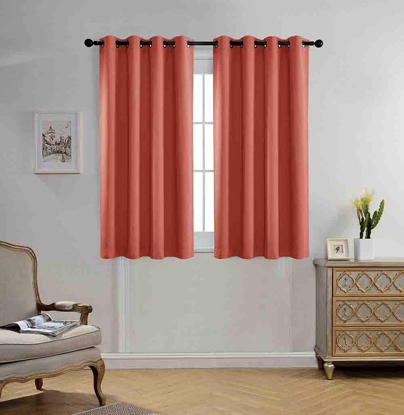 MIUCO Blackout Curtains Room Darkening Curtains Textured Grommet Panels for Living Room 2 Panels 52x63 Inch Long Rust - Image 1